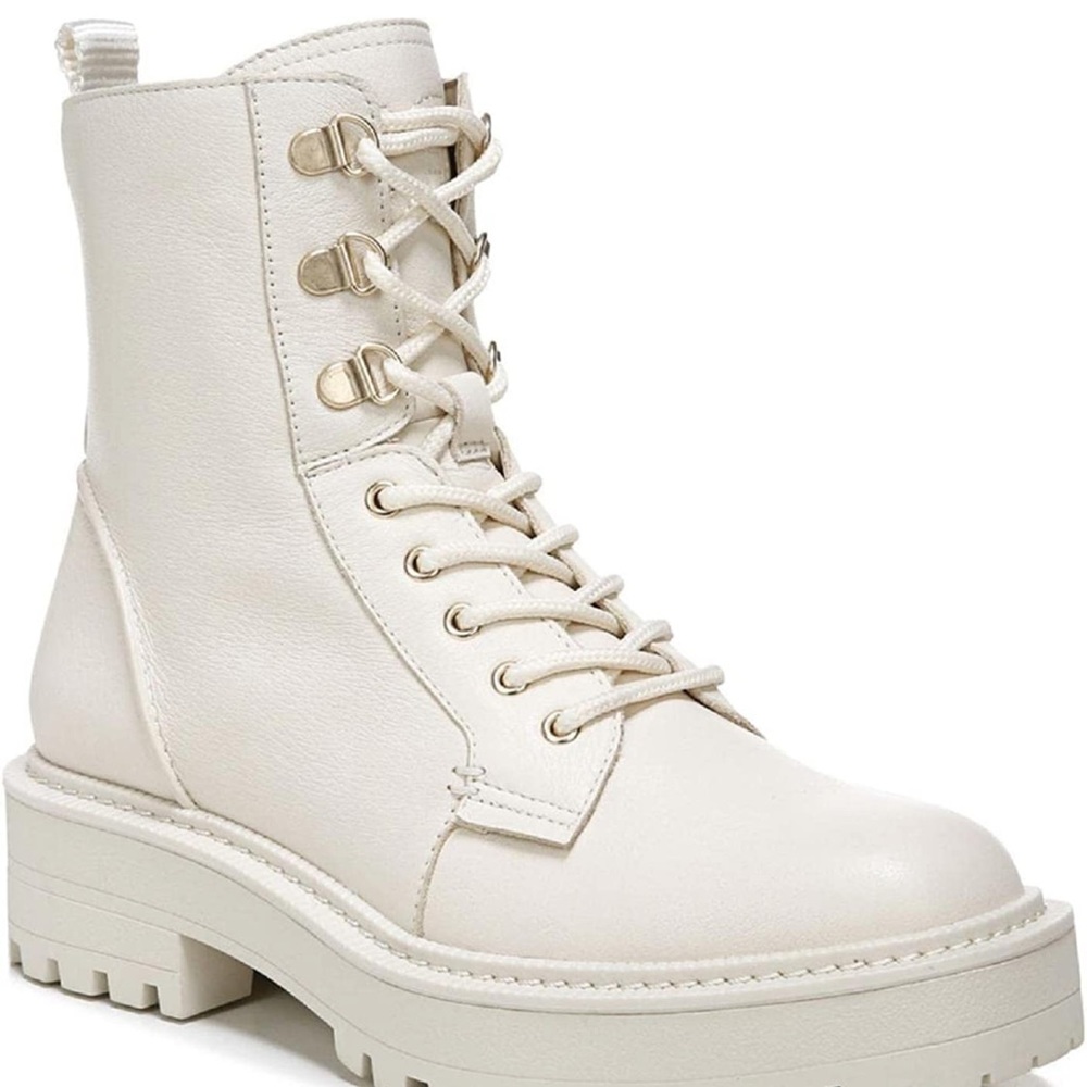 🧡 Sam Edelman Lue Combat Boot Ivory Leather - Picture 5 of 5